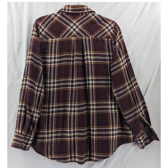 Doe & Rae Button Up Shirt L Red Yellow Plaid Flannel Long Sleeve Collared 12340T - Picture 12 of 12